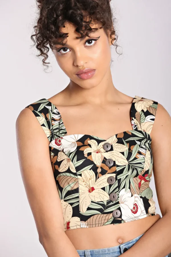 Hell Bunny Tops | Tops>Adelaida Crop Top Black