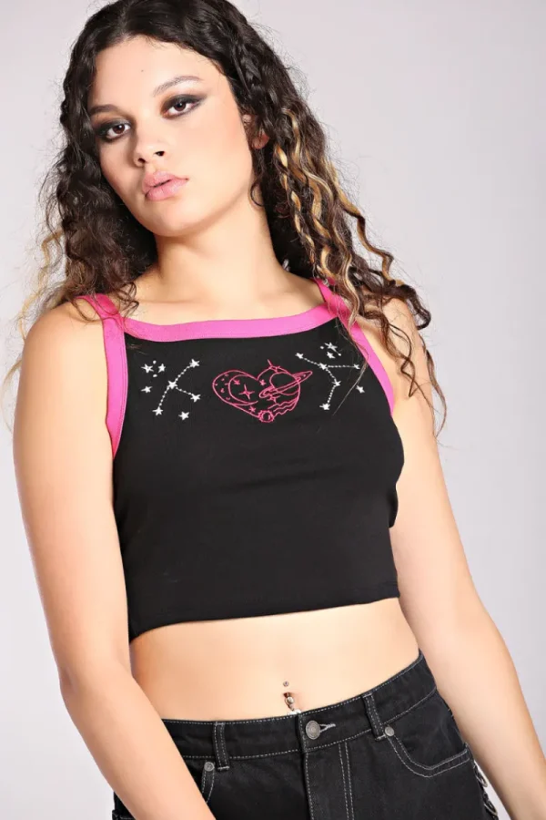 Hell Bunny Tops | Tops>Andromeda Crop Top Black