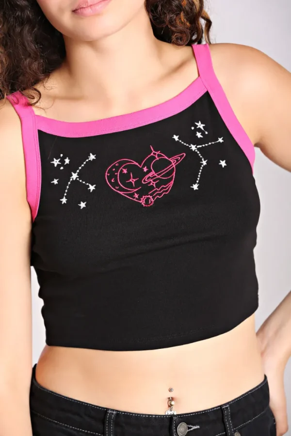 Hell Bunny Tops | Tops>Andromeda Crop Top Black