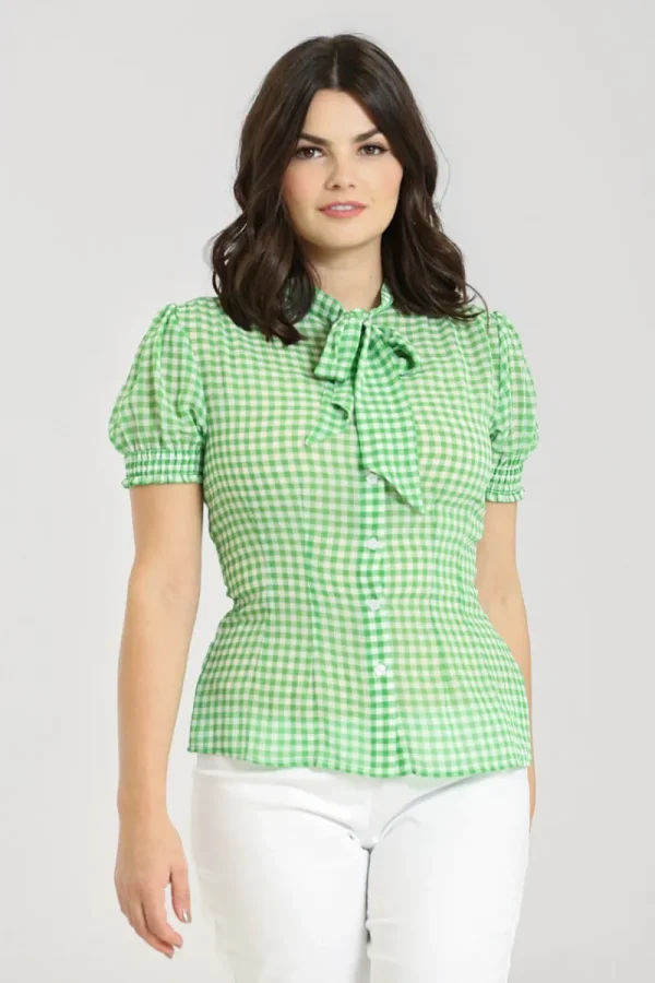 Hell Bunny Tops | Blouses>Anne Marie Blouse Green