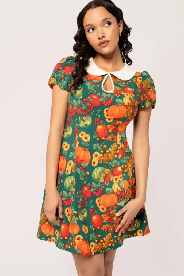 Hell Bunny Dresses | Vintage Dresses>Autumn Mini Dress Green