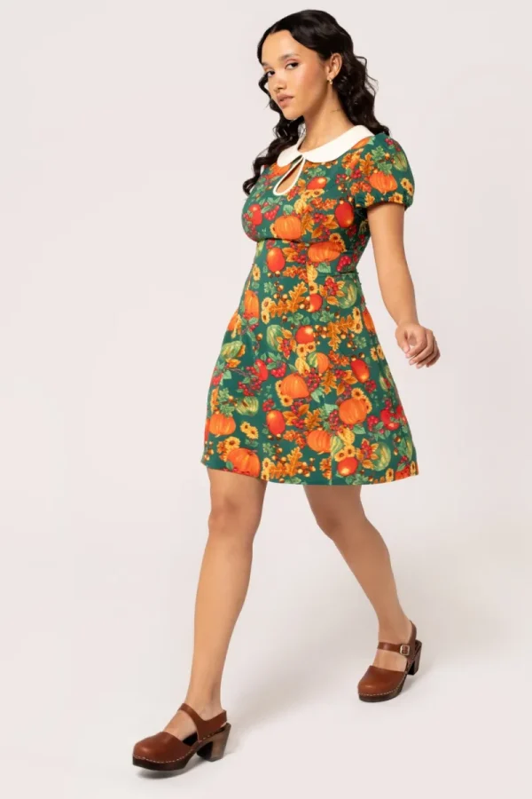 Hell Bunny Dresses | Vintage Dresses>Autumn Mini Dress Green