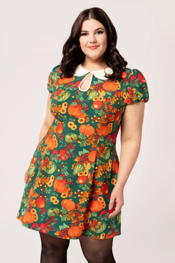 Hell Bunny Dresses | Vintage Dresses>Autumn Mini Dress Green