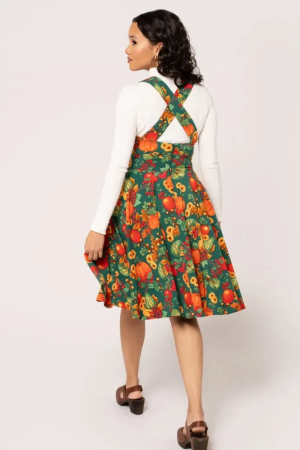 Hell Bunny Dresses | Vintage Dresses>Autumn Pinafore Dress Green