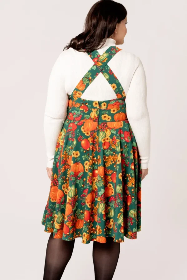 Hell Bunny Dresses | Vintage Dresses>Autumn Pinafore Dress Green