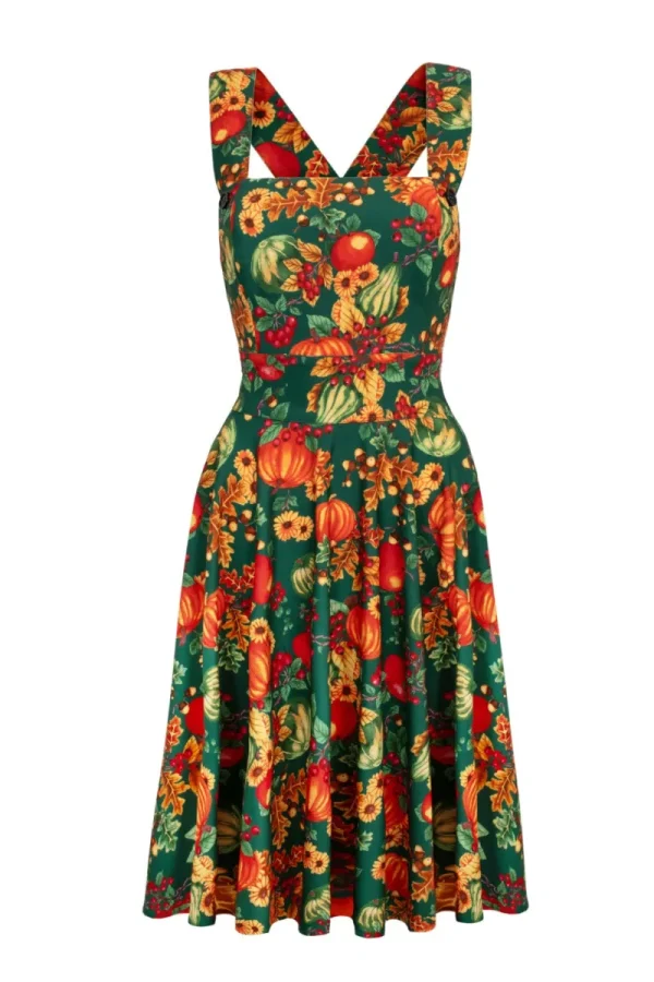 Hell Bunny Dresses | Vintage Dresses>Autumn Pinafore Dress Green