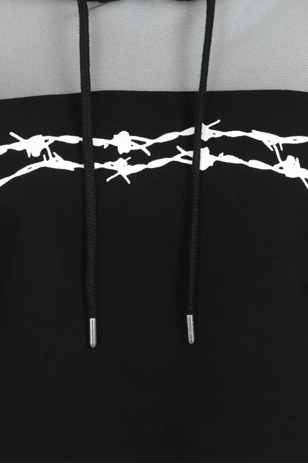 Hell Bunny Tops | Knitwear>Barbed Wire Hoodie Black