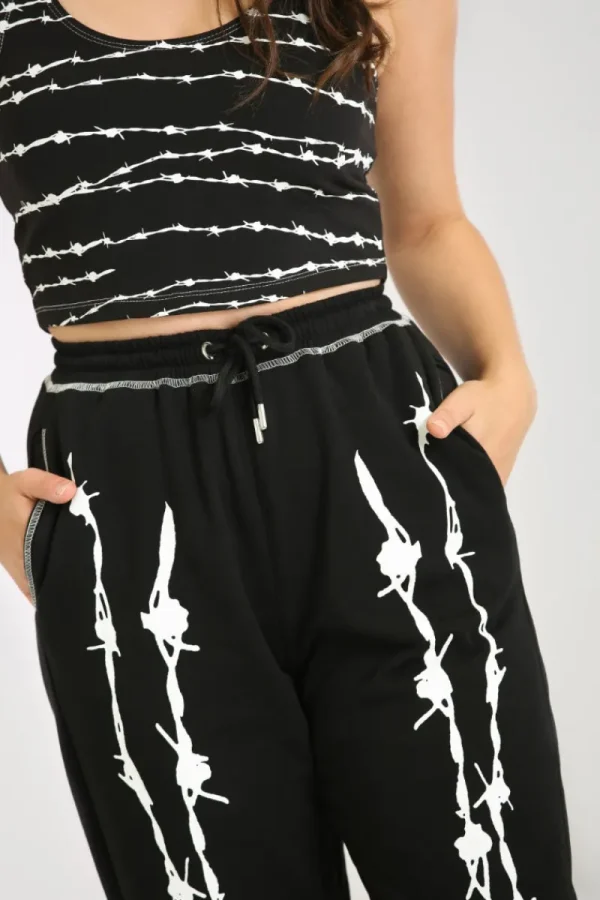 Hell Bunny Trousers & Shorts | Trousers & Shorts>Barbed Wire Joggers Black