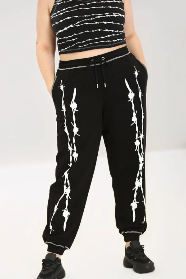 Hell Bunny Trousers & Shorts | Trousers & Shorts>Barbed Wire Joggers Black