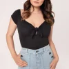 Hell Bunny Tops>Bardot Top Black