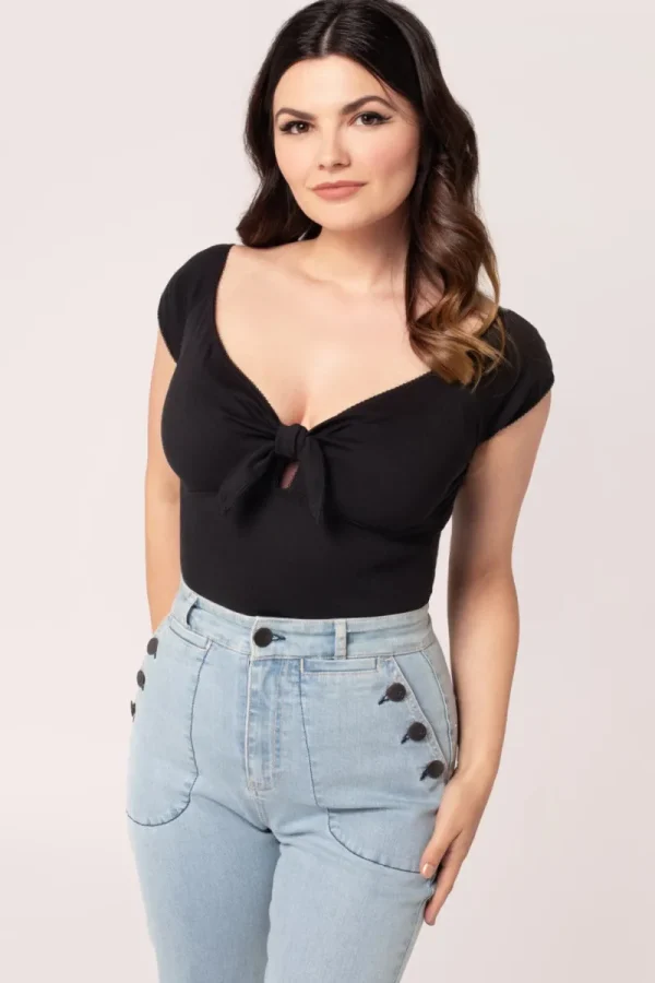 Hell Bunny Tops>Bardot Top Black