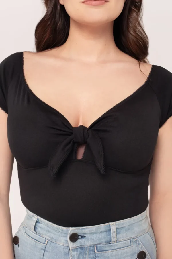 Hell Bunny Tops>Bardot Top Black