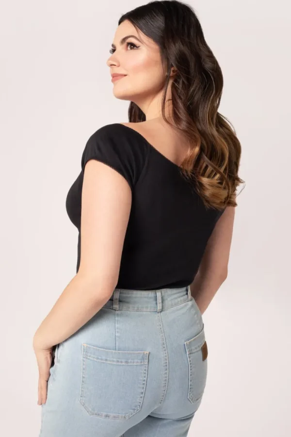 Hell Bunny Tops>Bardot Top Black