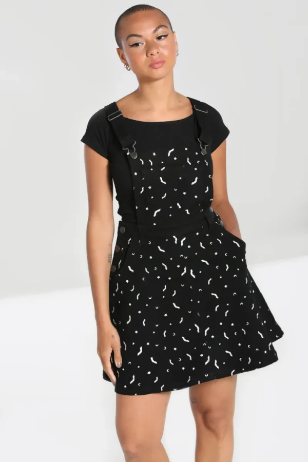 Hell Bunny Dresses | Dresses With Pockets>Bat Pinafore Dress Black