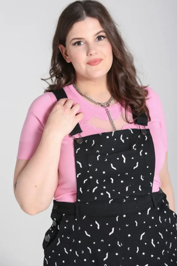 Hell Bunny Dresses | Dresses With Pockets>Bat Pinafore Dress Black