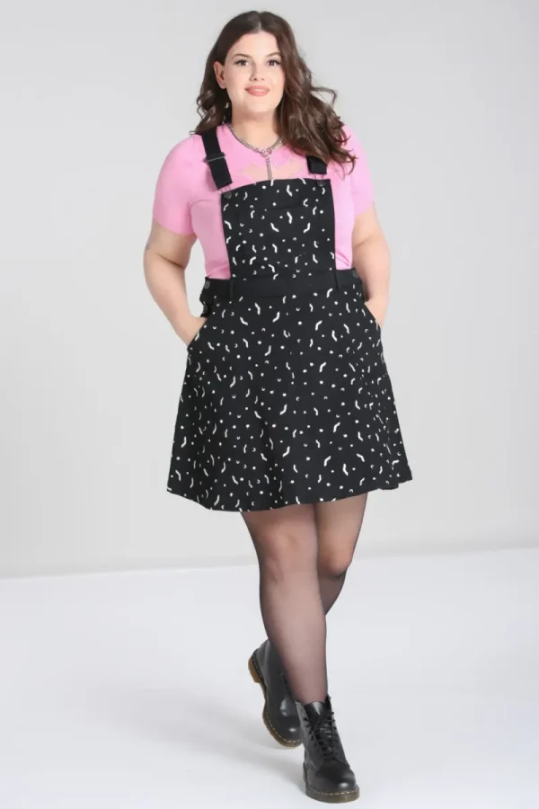 Hell Bunny Dresses | Dresses With Pockets>Bat Pinafore Dress Black