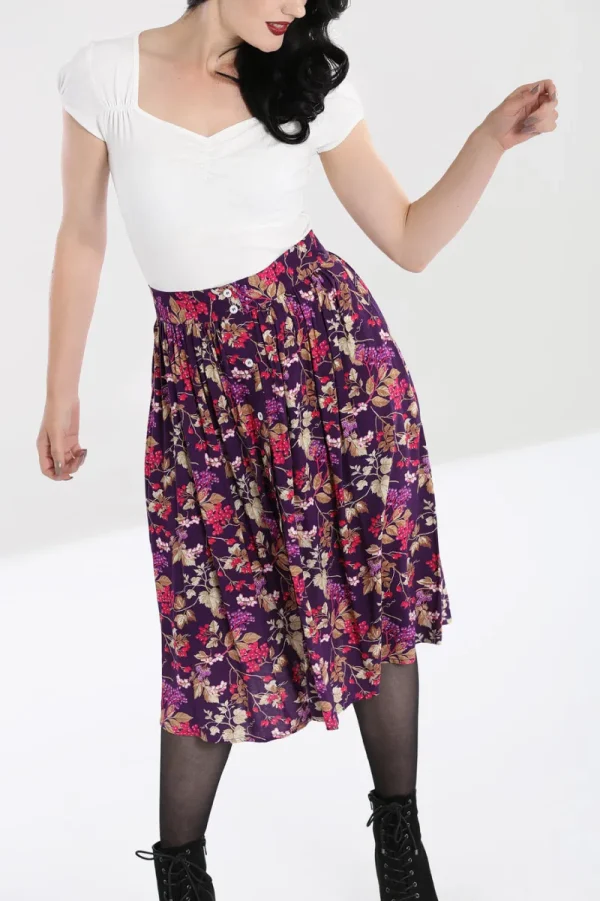 Hell Bunny Skirts>Berry Crush Skirt Purple