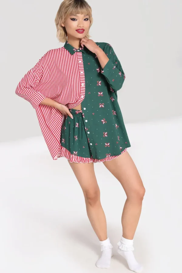 Hell Bunny Tops | Blouses>Beth Oversized Shirt Green