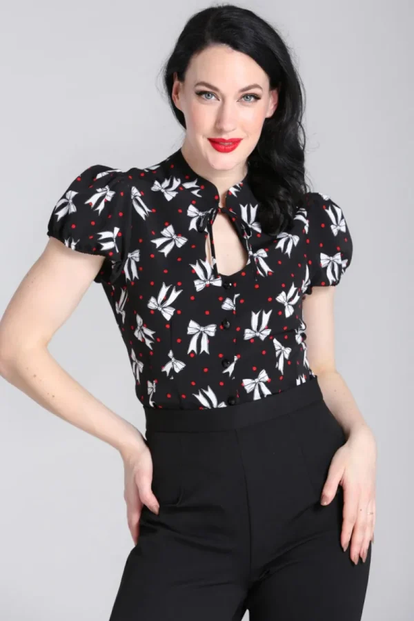 Hell Bunny Tops | Blouses>Bobbie Blouse Black