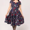 Hell Bunny Dresses | Vintage Dresses>Camellia Midi Dress Blue