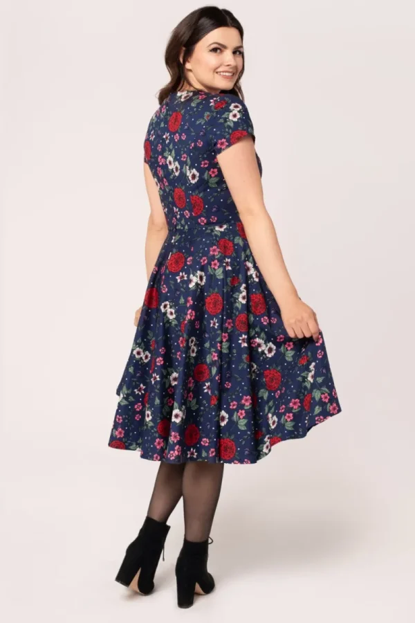 Hell Bunny Dresses | Vintage Dresses>Camellia Midi Dress Blue