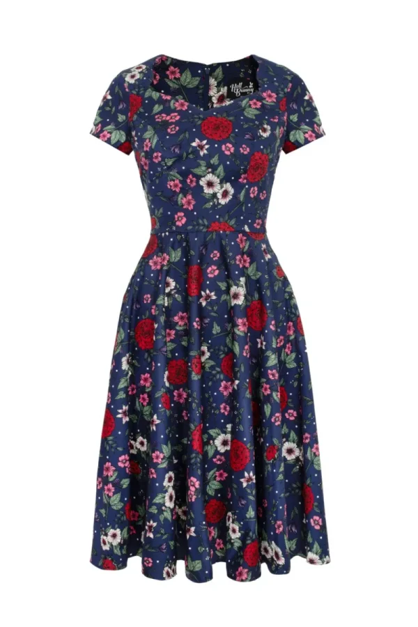 Hell Bunny Dresses | Vintage Dresses>Camellia Midi Dress Blue