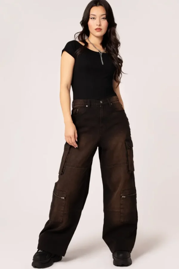 Hell Bunny Trousers & Shorts | Trousers & Shorts>Cameron Jeans - Short Length Brown