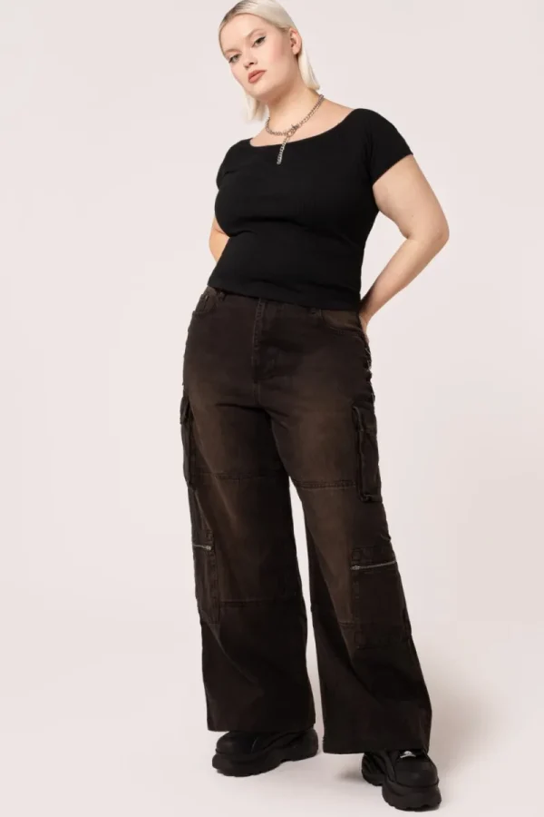 Hell Bunny Trousers & Shorts | Trousers & Shorts>Cameron Jeans - Short Length Brown