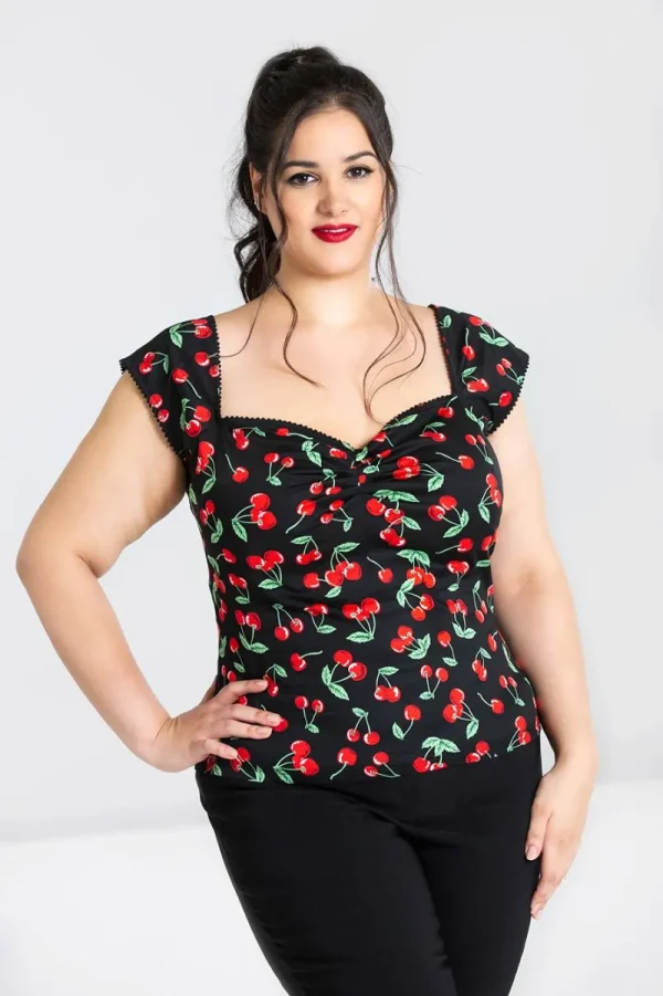 Hell Bunny Tops | Tops>Cherry Pie Top Black