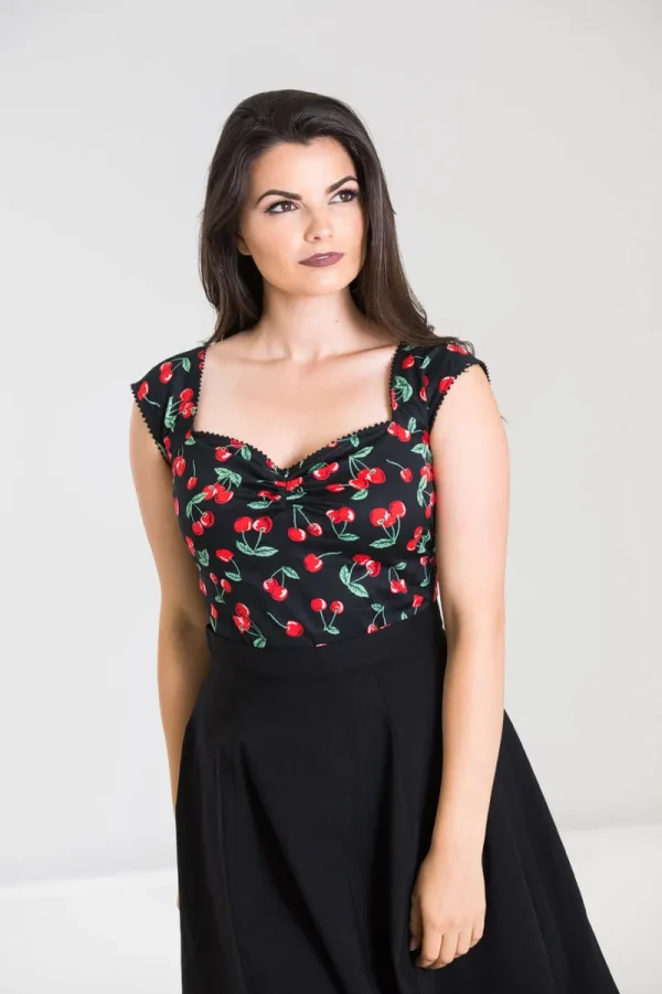 Hell Bunny Tops | Tops>Cherry Pie Top Black