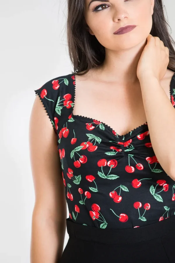 Hell Bunny Tops | Tops>Cherry Pie Top Black