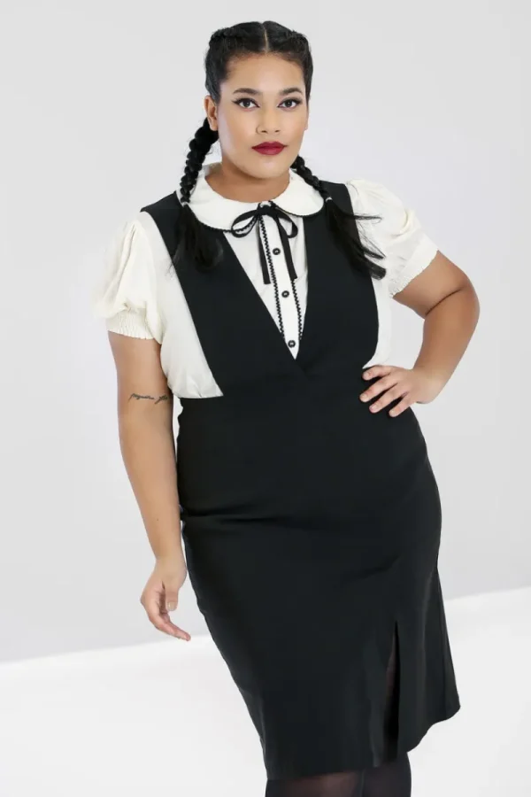 Hell Bunny Dresses>Claire Pinafore Dress Black