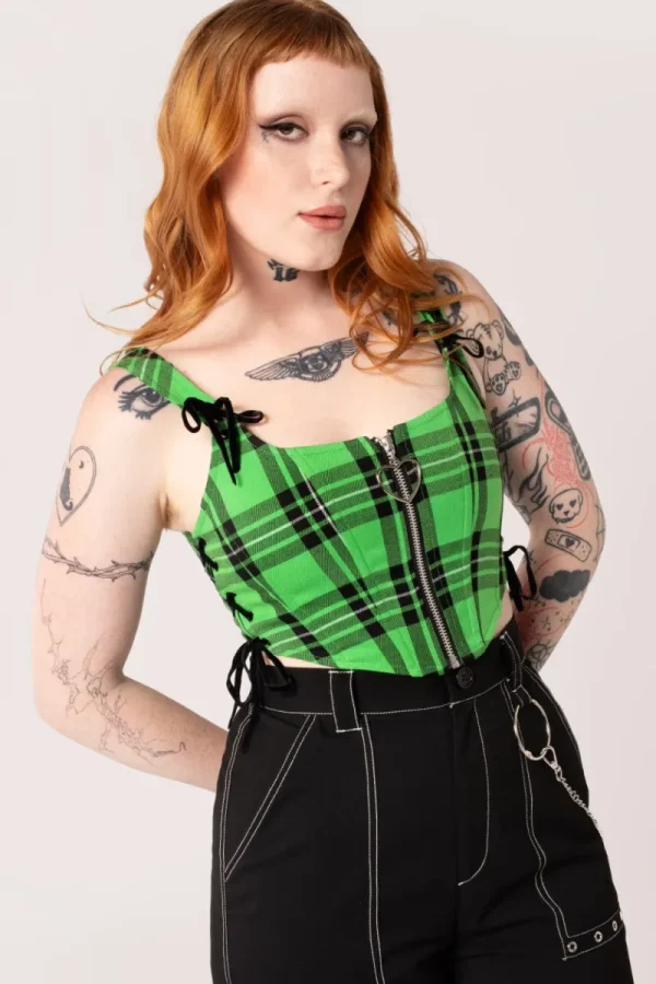 Hell Bunny Tops | Tops>Corey Corset Green