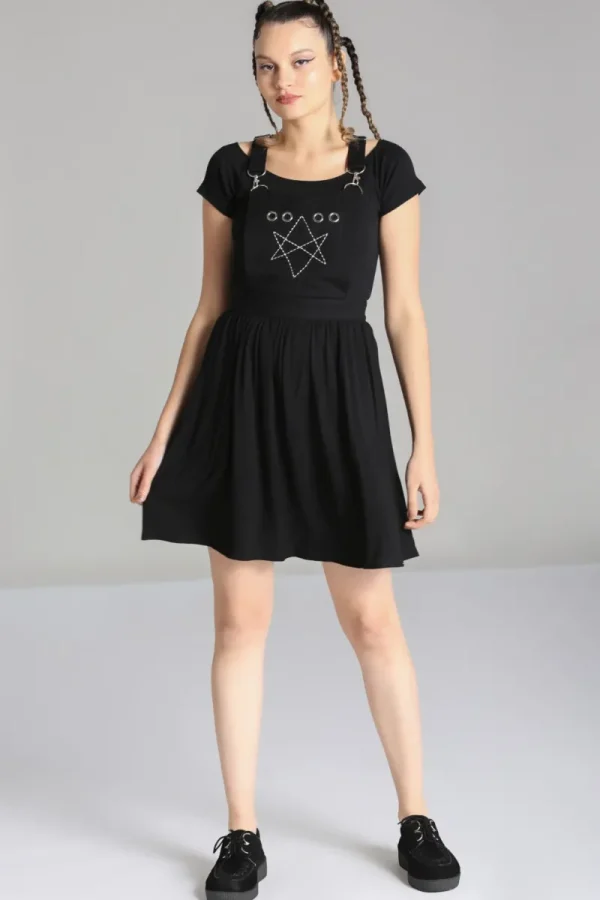 Hell Bunny Dresses | Dresses With Pockets>Destroya Pinafore Dress Black