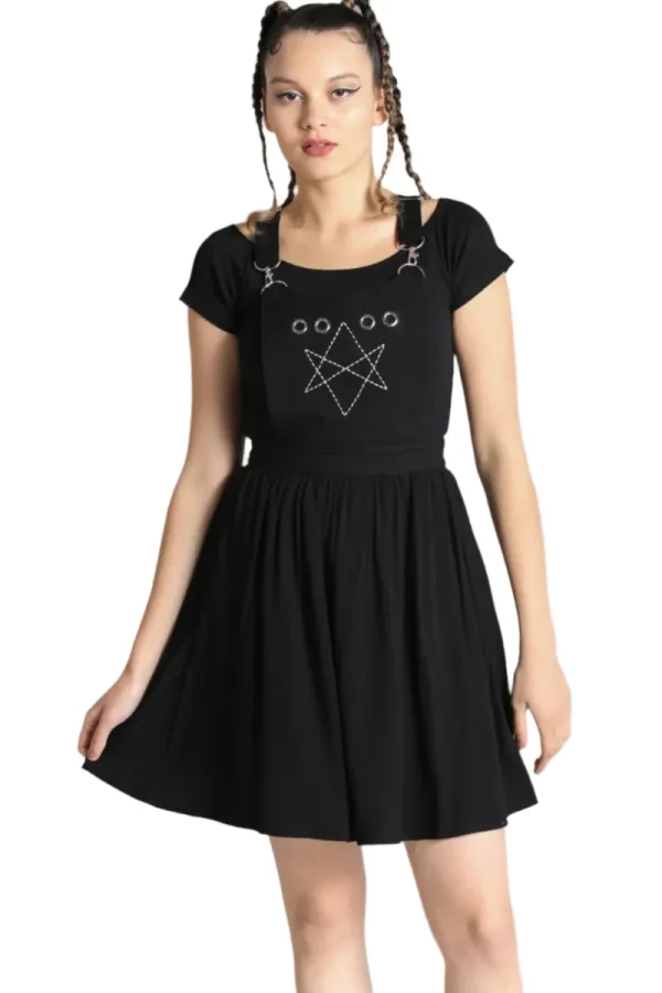 Hell Bunny Dresses | Dresses With Pockets>Destroya Pinafore Dress Black