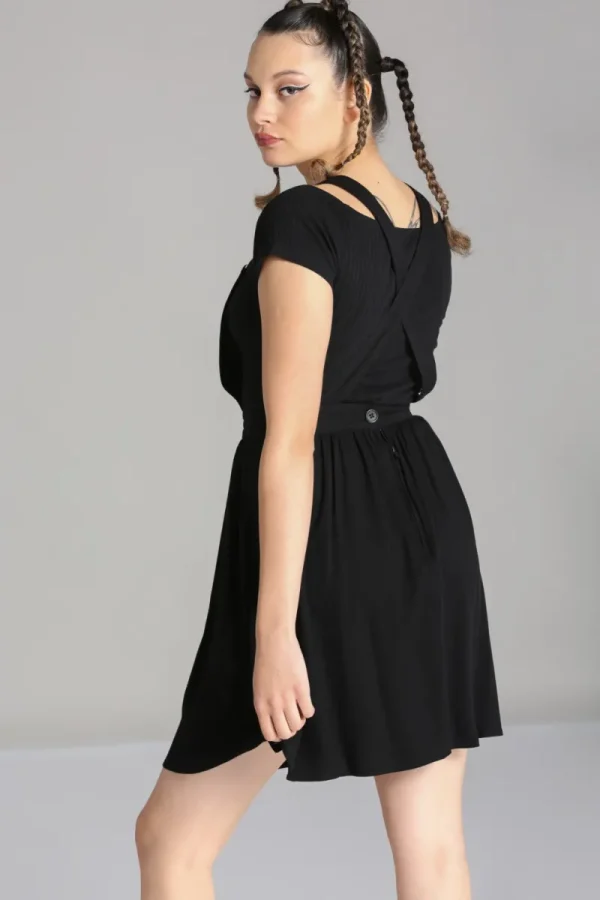 Hell Bunny Dresses | Dresses With Pockets>Destroya Pinafore Dress Black