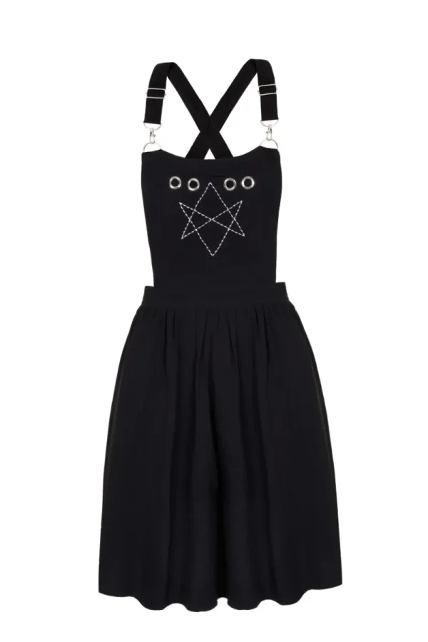 Hell Bunny Dresses | Dresses With Pockets>Destroya Pinafore Dress Black