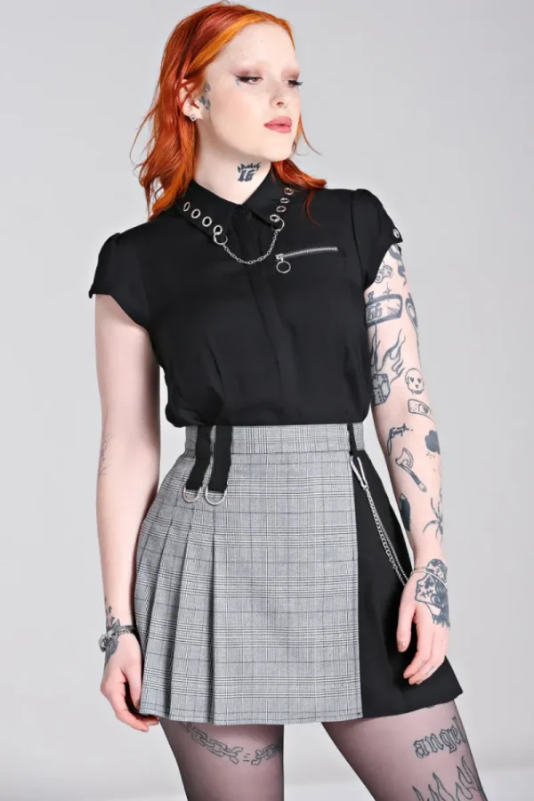 Hell Bunny Blouses | Tops>Destroya Shirt Black