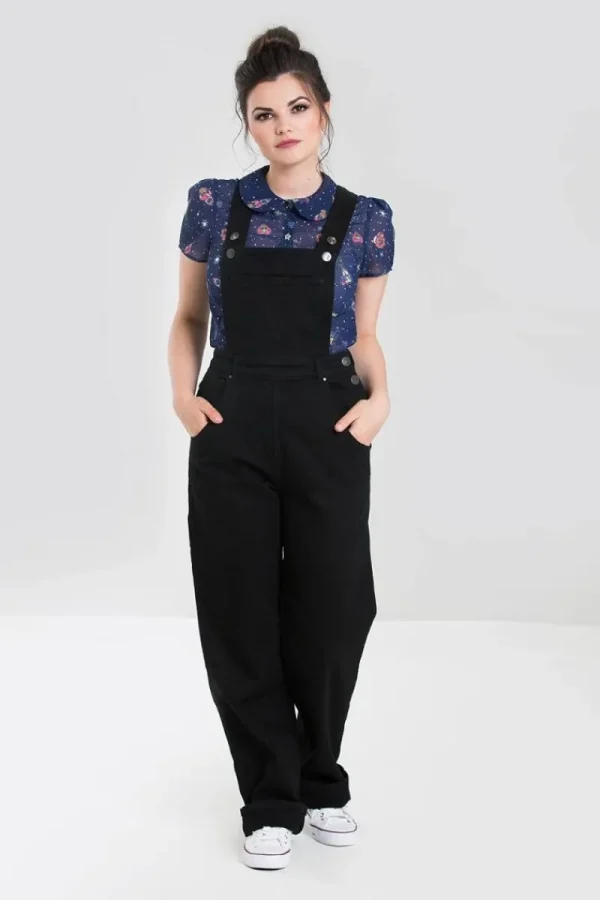 Hell Bunny Trousers & Shorts | Trousers & Shorts>Elly May Denim Dungaree Black