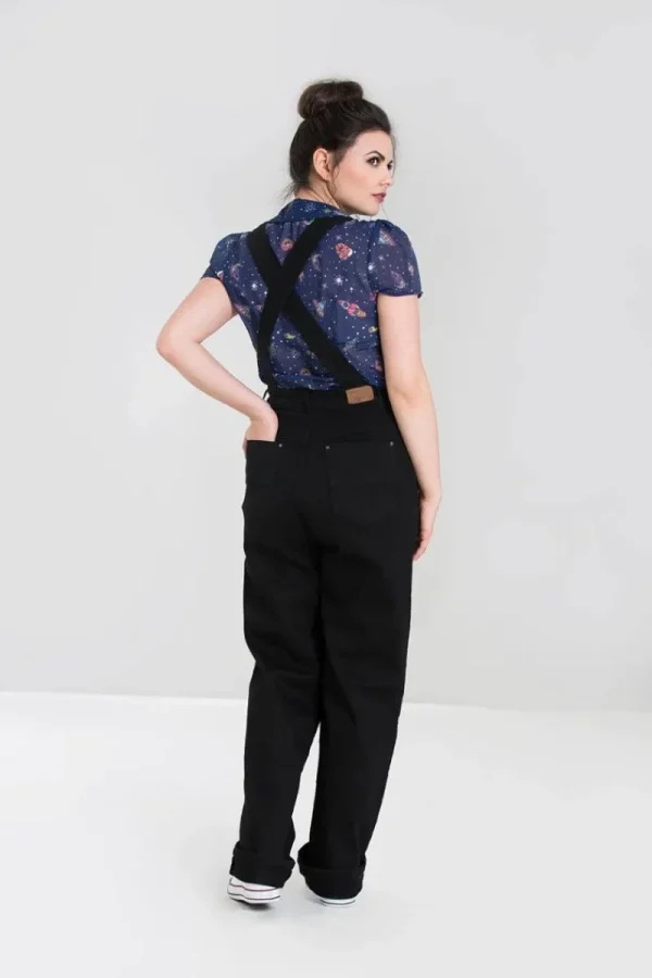 Hell Bunny Trousers & Shorts | Trousers & Shorts>Elly May Denim Dungaree Black