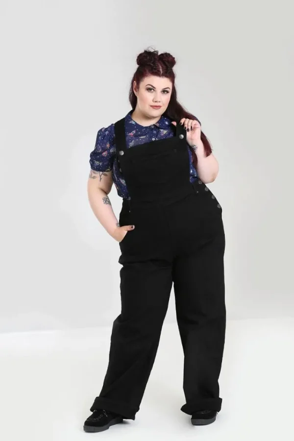 Hell Bunny Trousers & Shorts | Trousers & Shorts>Elly May Denim Dungaree Black