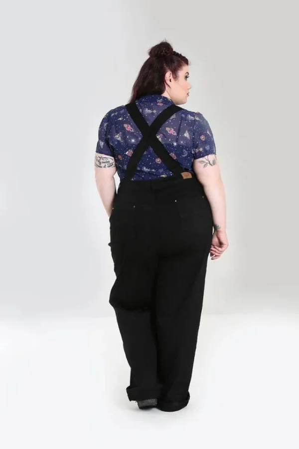 Hell Bunny Trousers & Shorts | Trousers & Shorts>Elly May Denim Dungaree Black