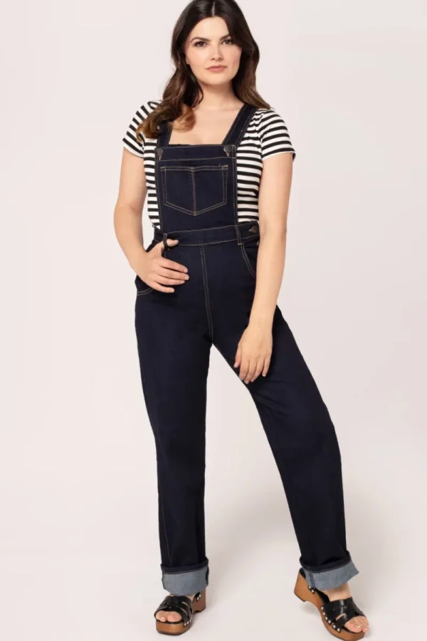 Hell Bunny Trousers & Shorts | Trousers & Shorts>Elly May Denim Dungarees Navy