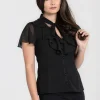 Hell Bunny Tops | Blouses>Evanora Blouse Black