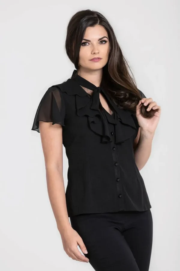 Hell Bunny Tops | Blouses>Evanora Blouse Black