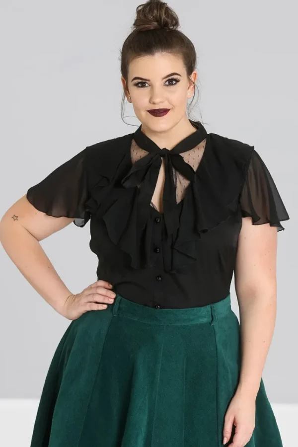 Hell Bunny Tops | Blouses>Evanora Blouse Black