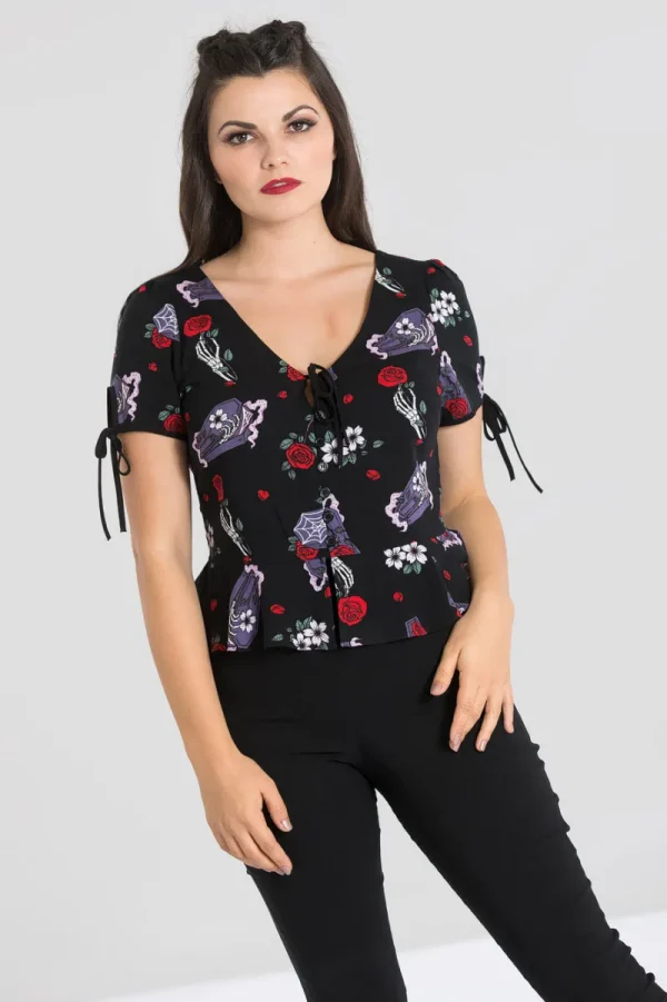 Hell Bunny Blouses | Tops>Even In Death Blouse Black