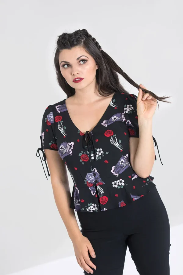 Hell Bunny Blouses | Tops>Even In Death Blouse Black