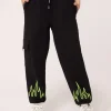 Hell Bunny Trousers & Shorts | Loungewear>Flames Joggers Black/Green