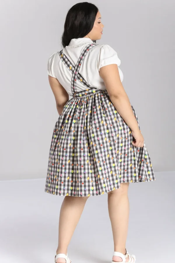 Hell Bunny Skirts>Fruitylou Pinafore Skirt Black/White